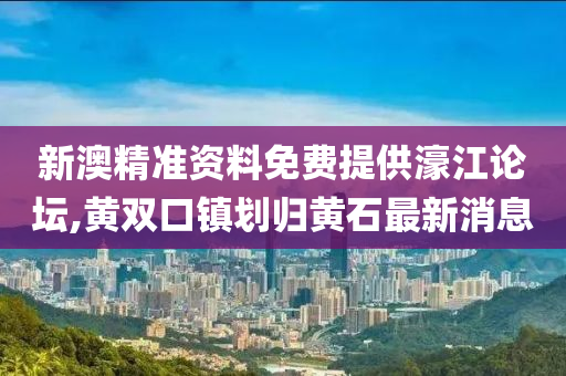 新澳精准资料免费提供濠江论坛,黄双口镇划归黄石最新消息